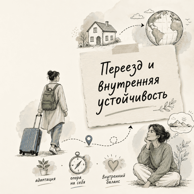 переезд как стать увереннее и устойчивее в процессе адаптации в новой стране иллюстрация
